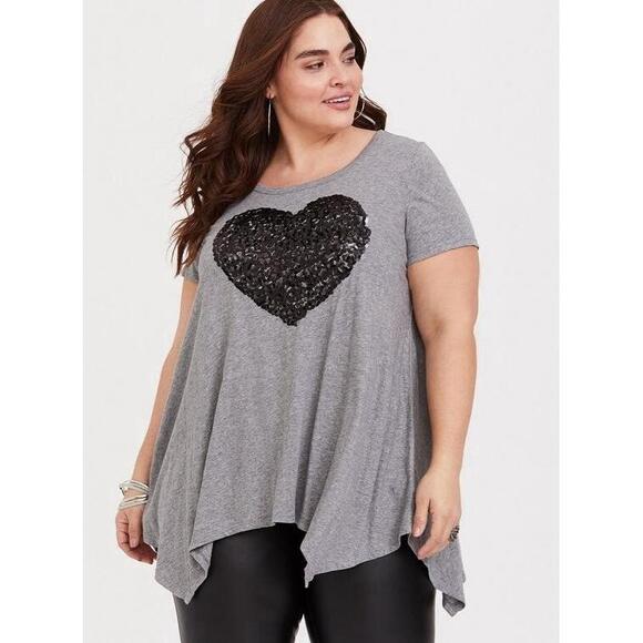 torrid Tops - Torrid Heritage Slub Handkerchief Hem Tee 1X‎
